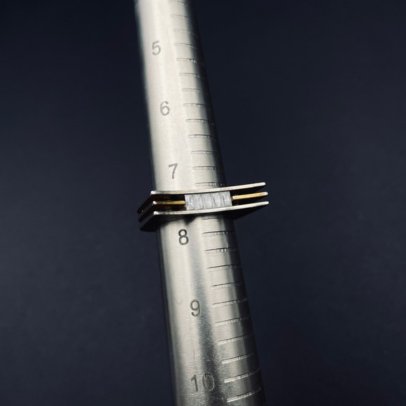 Vintage Sterling Silver Modernist Negative Space Ring Size 7.75 - Picture 8 of 11